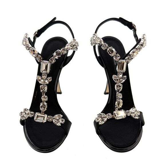 Dolce & Gabbana Black Crystal Embellished High-Heel Sandals - Picture 2 of 4